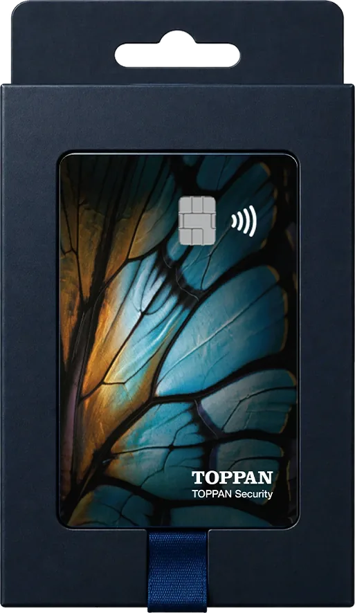 TOPPAN Security payment card presented in a branded carrier