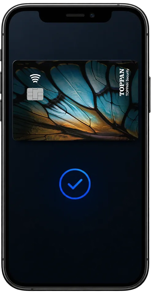 TOPPAN Security digital payment card displayed on a phone