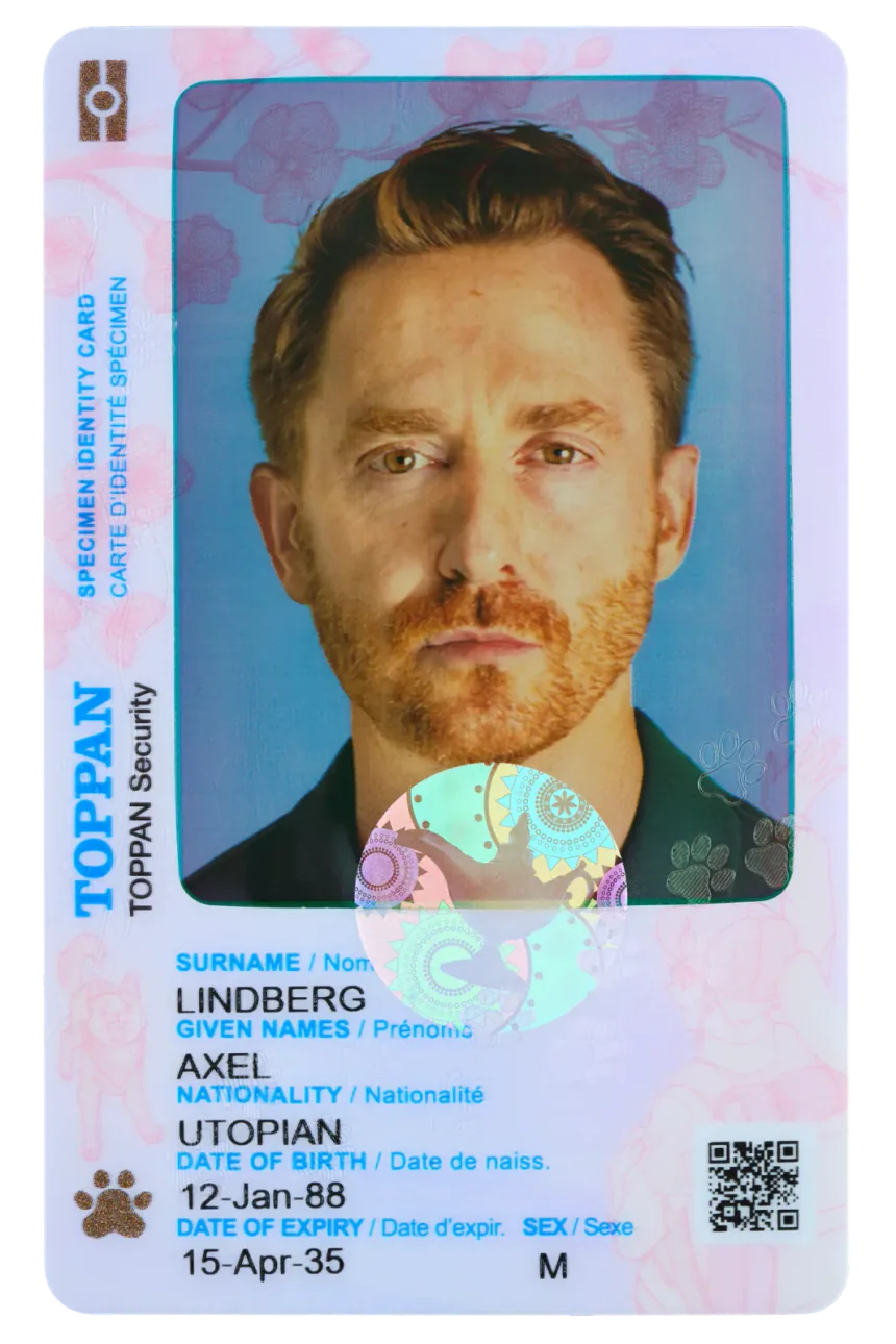 Full-color CHROMA identity card specimen