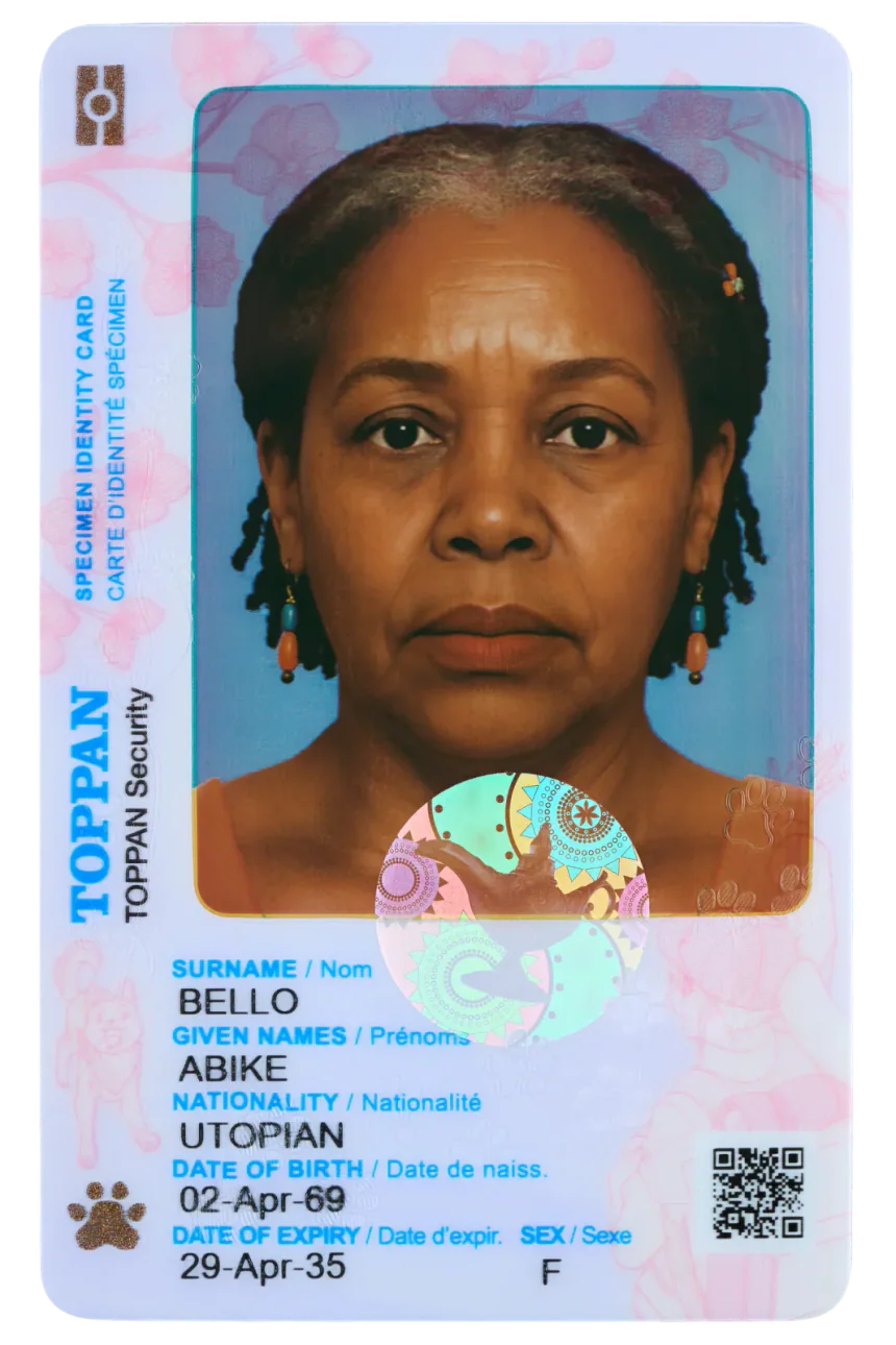 CHROMA polycarbonate identity document specimen