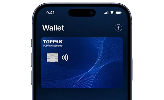 TOPPAN virtual card displayed in a smartphone digital wallet