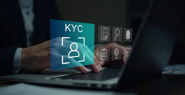 Electronic know your customer verification on a laptop