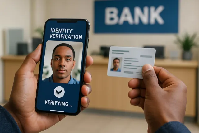 Customer verifying an identity document with a mobile phone